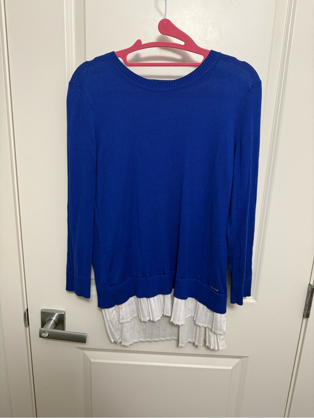 Calvin Klein Women's Royal Blue Knit Top with Pleat Shirt in size S